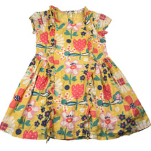 Load image into Gallery viewer, Girls Jack &amp; Milly, lined colourful floral cotton dress, GUC, size 4, L: 56cm