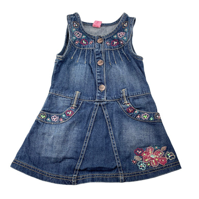 Girls Adams, vintage embroidered denim dress (light mark on back), FUC, size 3, L: 46cm