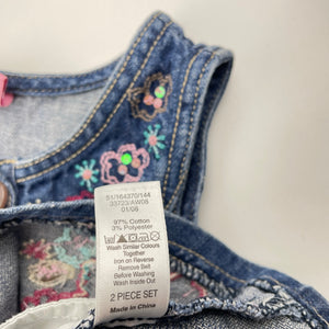 Girls Adams, vintage embroidered denim dress (light mark on back), FUC, size 3, L: 46cm