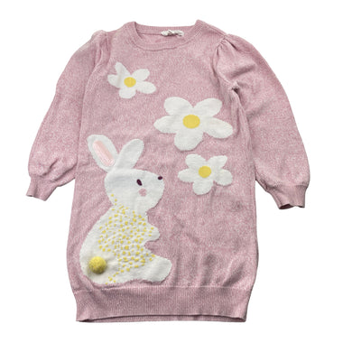 Girls Milkshake, pink marle knit long sleeve dress, GUC, size 4, L: 52cm