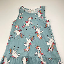 Load image into Gallery viewer, Girls H&amp;M, cotton summer dress, unicorns, EUC, size 7-8, L: 61cm