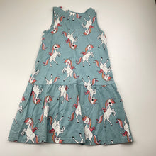 Load image into Gallery viewer, Girls H&amp;M, cotton summer dress, unicorns, EUC, size 7-8, L: 61cm