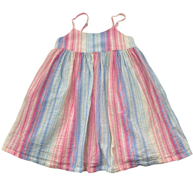 Girls Cotton On, striped cotton / linen summer dress, GUC, size 2, L: 48cm
