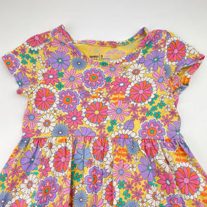 Girls Anko, colourful floral cotton dfress, GUC, size 3, L: 49cm