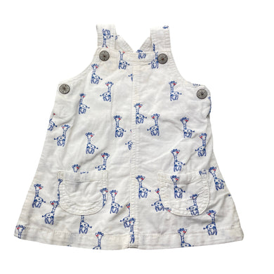Girls H&M, corduroy cotton overalls dress / pinafore, GUC, size 00, L: 35cm