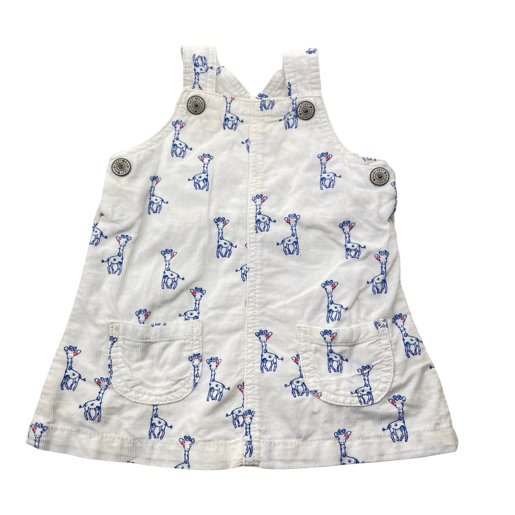 Girls H&M, corduroy cotton overalls dress / pinafore, GUC, size 00, L: 35cm