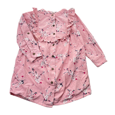 Girls Milkshake, floral corduroy cotton dress, FUC, size 3, L: 49cm