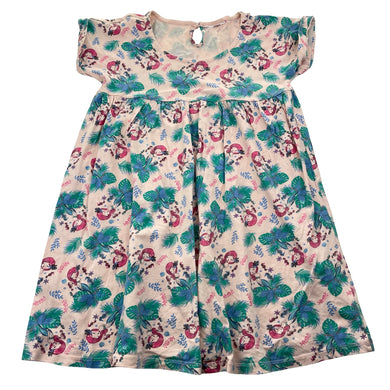 Girls Mango, cotton casual dress, mermaids, armpit to armpit: 34cm, GUC, size 6-8, L: 59cm