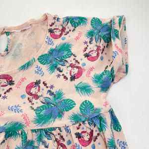 Girls Mango, cotton casual dress, mermaids, armpit to armpit: 34cm, GUC, size 6-8, L: 59cm