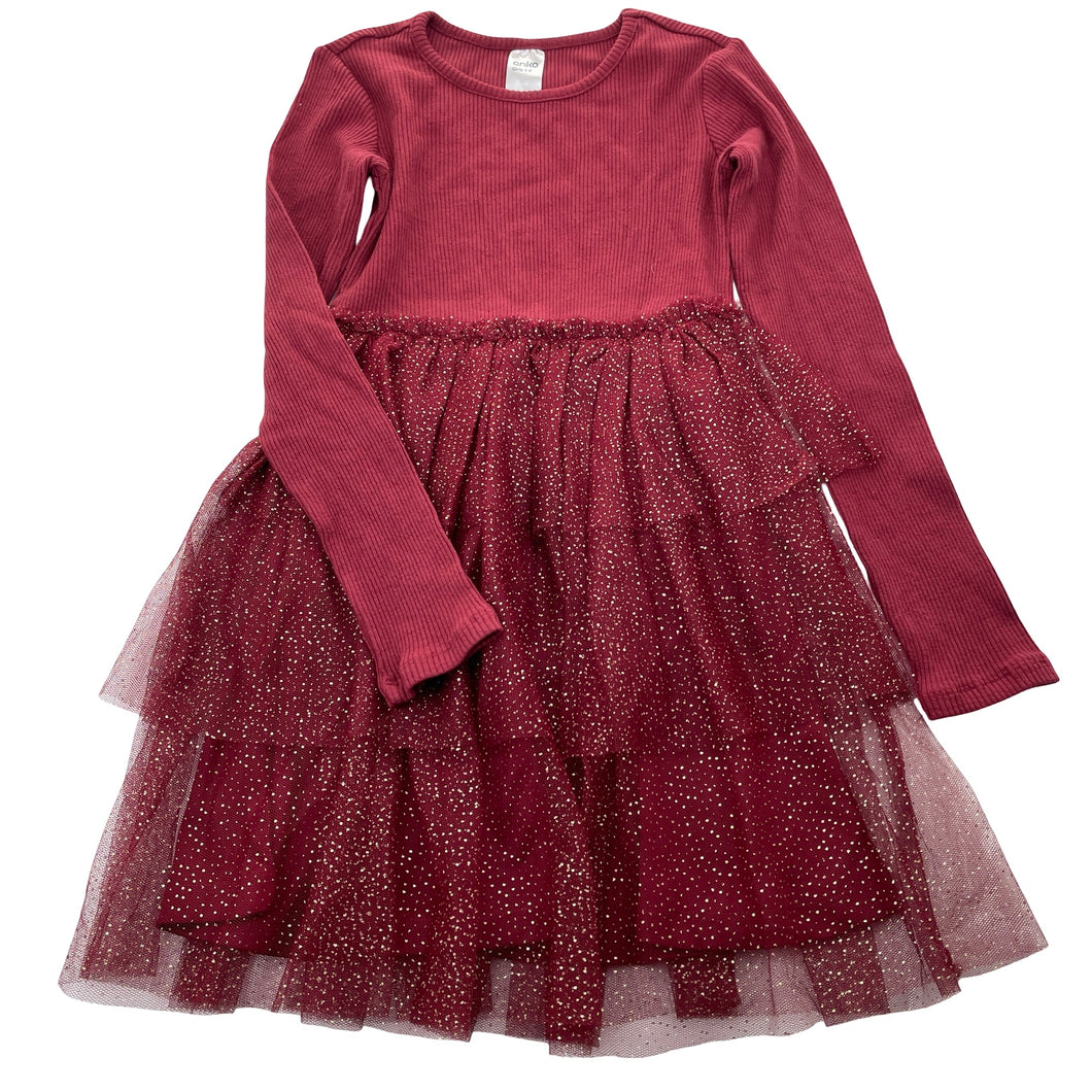 Girls Anko, long sleeve tulle & glitter party dress, EUC, size 7, L: 63cm