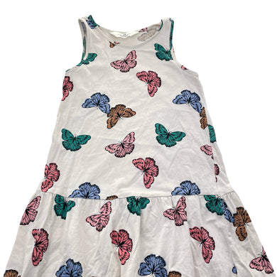 Girls H&M, cotton casual dress, butterflies, EUC, size 7-8, L: 64cm
