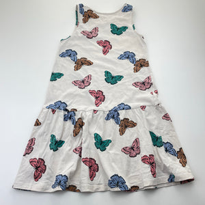 Girls H&M, cotton casual dress, butterflies, EUC, size 7-8, L: 64cm