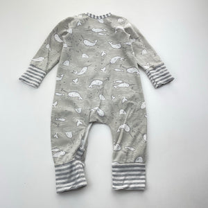 Unisex Love To Dream, stretchy zip romper, narwhals, FUC, size 000,  