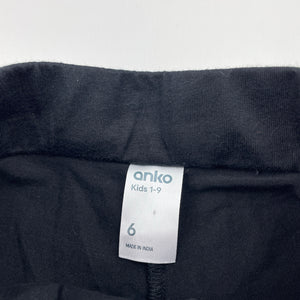Girls Anko, black cotton skirt, built-in shorts, elasticated, EUC, size 6,  