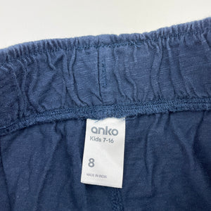 Boys Anko, navy cotton shorts, elasticated, EUC, size 8,  