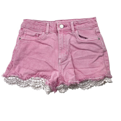 Girls 1964 Denim Co, lace trim stretch denim shorts, waist: 30.5cm across, GUC, size 12,  