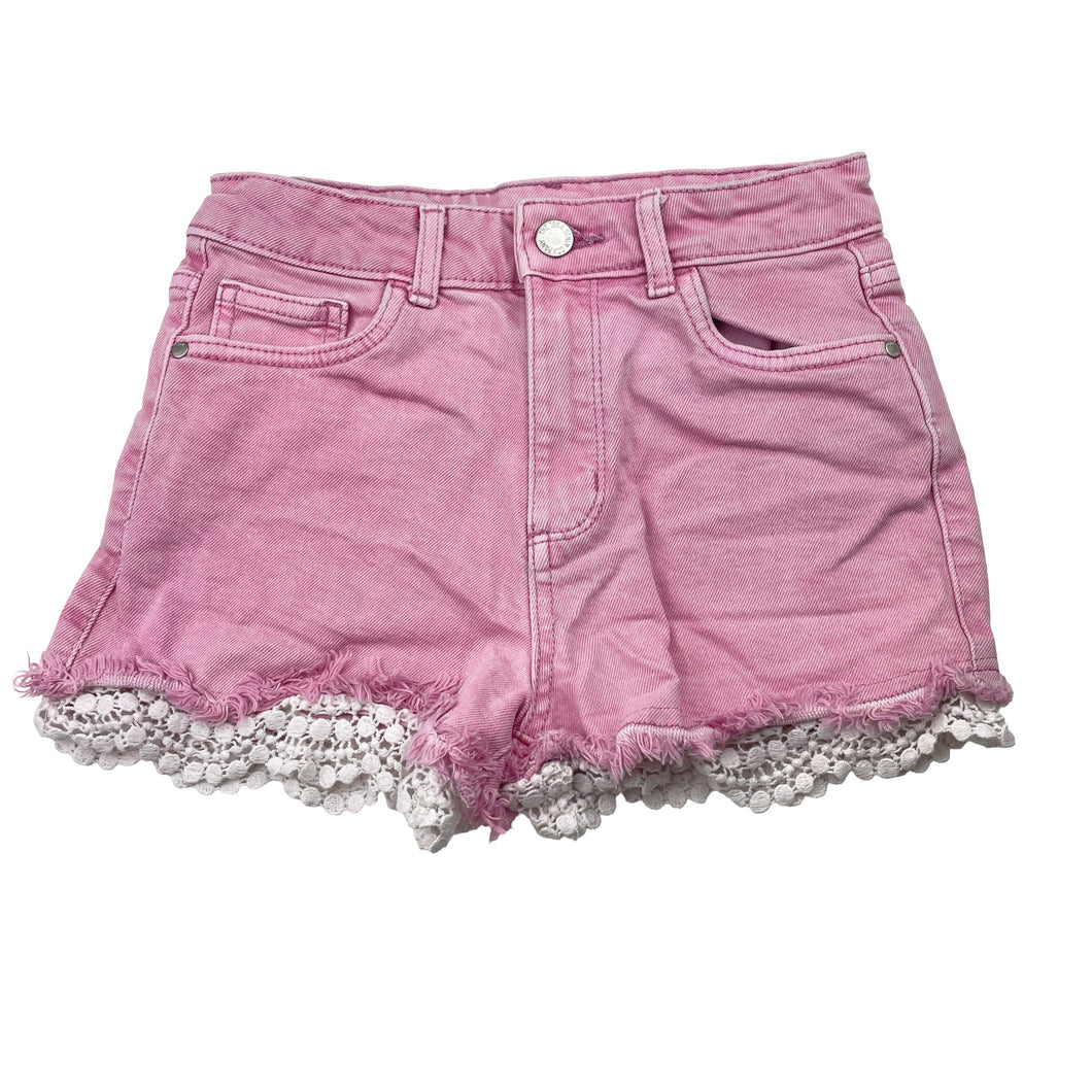 Girls 1964 Denim Co, lace trim stretch denim shorts, waist: 30.5cm across, GUC, size 12,  