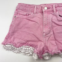 Load image into Gallery viewer, Girls 1964 Denim Co, lace trim stretch denim shorts, waist: 30.5cm across, GUC, size 12,  