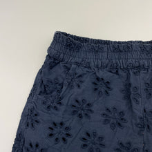 Load image into Gallery viewer, Girls Anko, navy broderie cotton shorts, elasticated, FUC, size 6,  