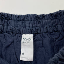 Load image into Gallery viewer, Girls Anko, navy broderie cotton shorts, elasticated, FUC, size 6,  