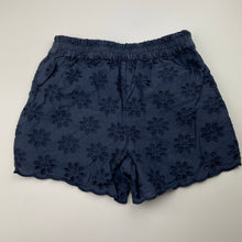 Load image into Gallery viewer, Girls Anko, navy broderie cotton shorts, elasticated, FUC, size 6,  