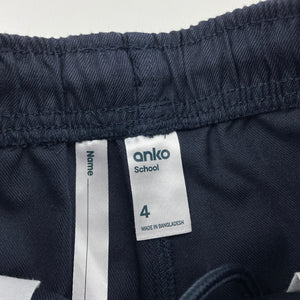 Boys anko, navy school shorts, elasticated, EUC, size 4,  
