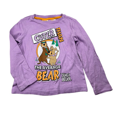 Girls Hanna Barbera, YOGI BEAR long sleeve cotton pyjama top, EUC, size 5,  