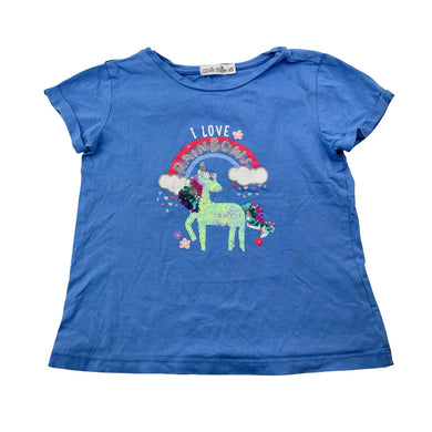 Girls Ollie's Place, cotton tee / top, sequin unicorn (light mark front), FUC, size 5,  