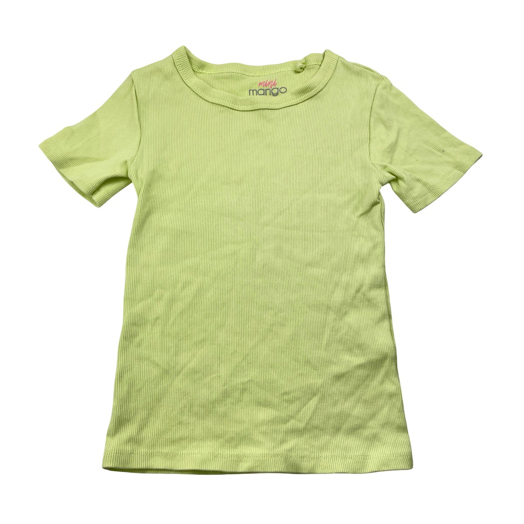 Girls Mango, green stretchy ribbed tee / top, EUC, size 6,  