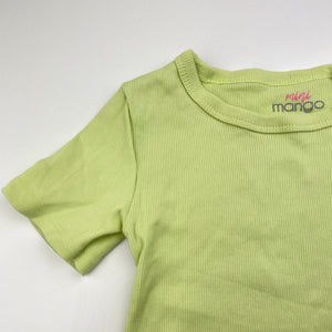 Girls Mango, green stretchy ribbed tee / top, EUC, size 6,  