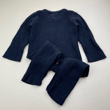 Load image into Gallery viewer, Unisex Sprout, navy cotton cable knit romper, GUC, size 00,  