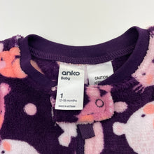 Load image into Gallery viewer, Girls anko, fleece zip coverall / romper, EUC, size 1,  