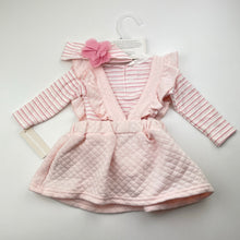 Load image into Gallery viewer, Girls CATHERINE MALANDRINO, embroidered cotton dress, romper &amp; headband, NEW, size 000,  