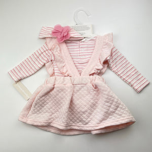 Girls CATHERINE MALANDRINO, embroidered cotton dress, romper & headband, NEW, size 000,  