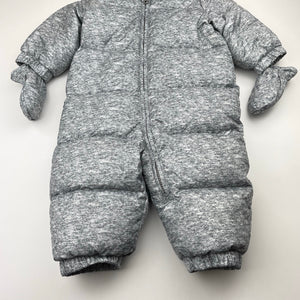 Unisex GAP, down/feather filled, fleece-lined pram suit & mittens, NEW, size 0,  