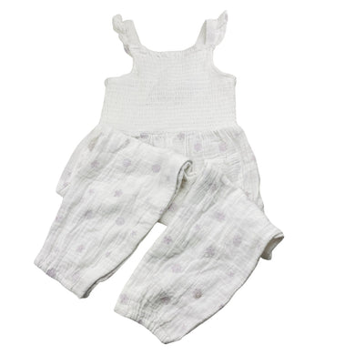 Girls anko, embroidered cotton playsuit / romper, EUC, size 2,  