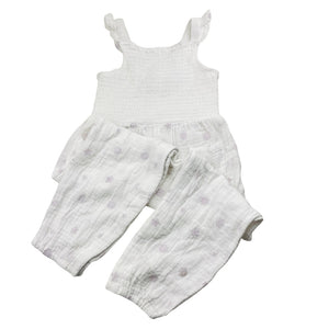 Girls anko, embroidered cotton playsuit / romper, EUC, size 2,  