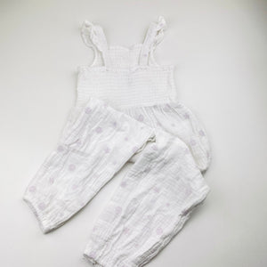 Girls anko, embroidered cotton playsuit / romper, EUC, size 2,  