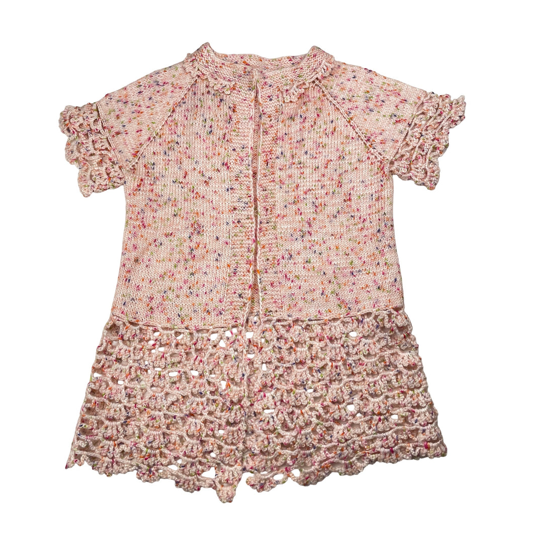 Girls Handmade, knit cardigan (no buttons), armpit to armpit: 30cm, length: 45cm, EUC, size 5,  