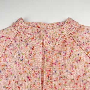 Girls Handmade, knit cardigan (no buttons), armpit to armpit: 30cm, length: 45cm, EUC, size 5,  