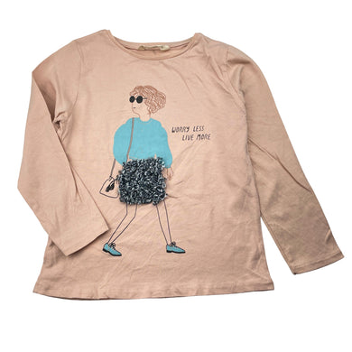 Girls MNG, cotton long sleeve tee / top (cracked print), FUC, size 5-6,  