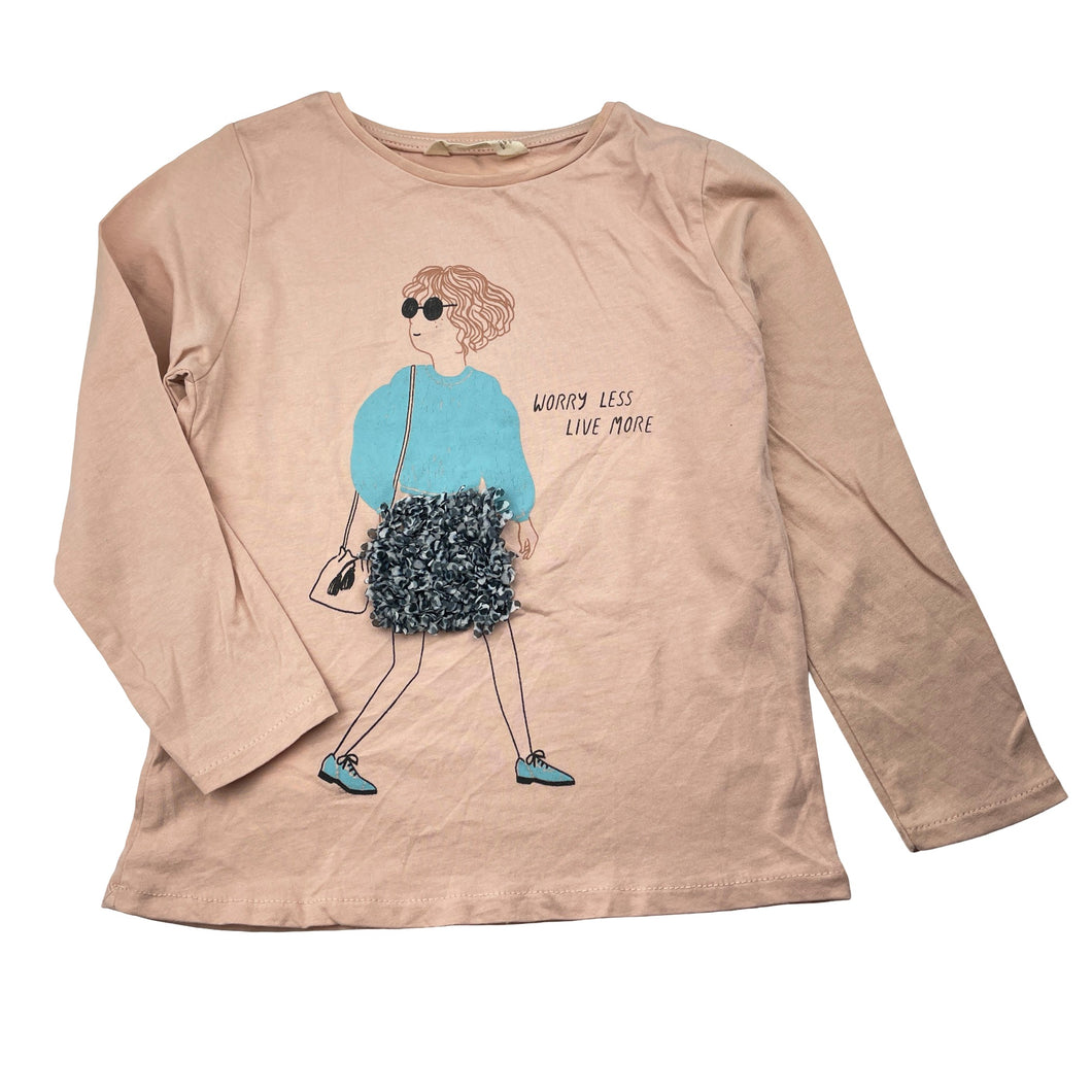 Girls MNG, cotton long sleeve tee / top (cracked print), FUC, size 5-6,  
