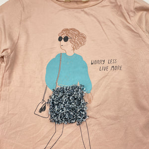 Girls MNG, cotton long sleeve tee / top (cracked print), FUC, size 5-6,  