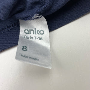 Girls anko, navy cotton tee / top, FUC, size 8,  
