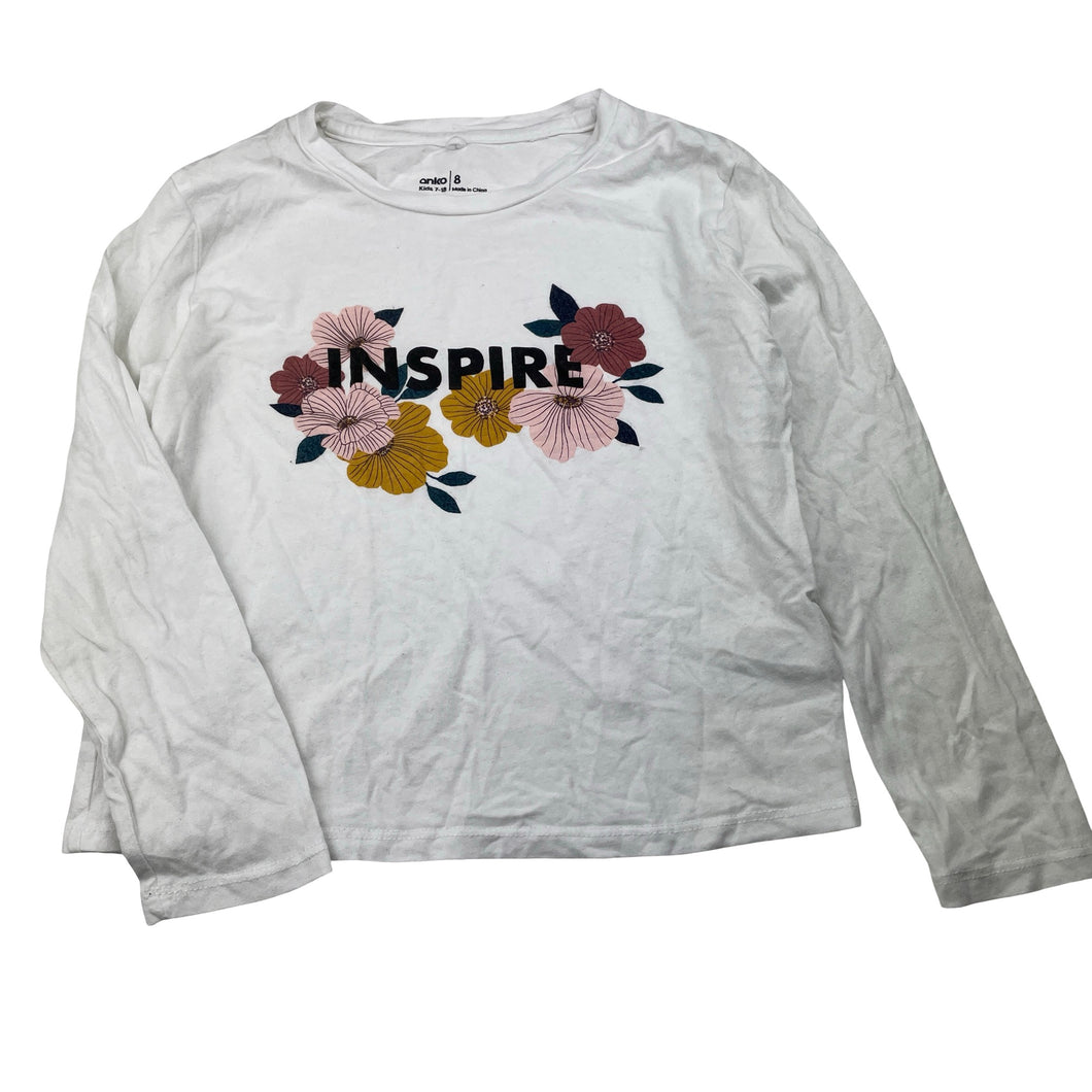 Girls anko, cotton / viscose long sleeve tee / top, GUC, size 8,  