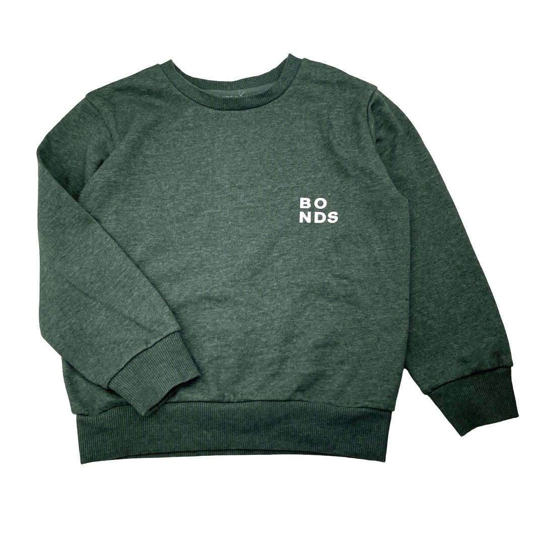 Unisex Bonds, green marle sweater / jumper, armpit to armpit: 37cm, shoulder to cuff: 38cm, EUC, size 5-6,  