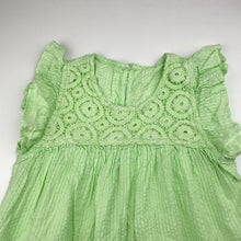 Load image into Gallery viewer, Girls green, lace trim cotton top, armpit to armpit: 30cm, EUC, size 4-5,  