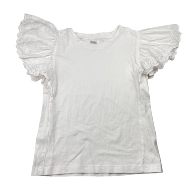 Girls Mango, broderie trim cotton tee / top, EUC, size 7,  