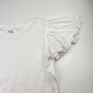Girls Mango, broderie trim cotton tee / top, EUC, size 7,  