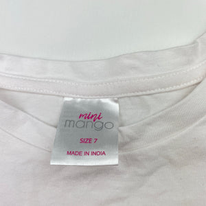 Girls Mango, broderie trim cotton tee / top, EUC, size 7,  